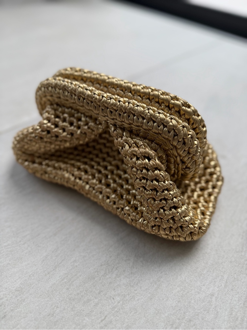 Gold Woven Knit  Bag Clutch - Women Accessories